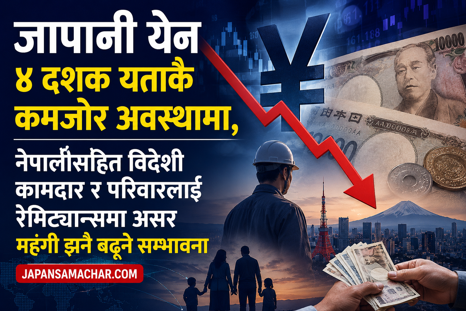 जापानमा येन ऐतिहासिक कमजोर अवस्थामा, नेपालीसहित विदेशी कामदार र परिवारलाई रेमिट्यान्समा असर