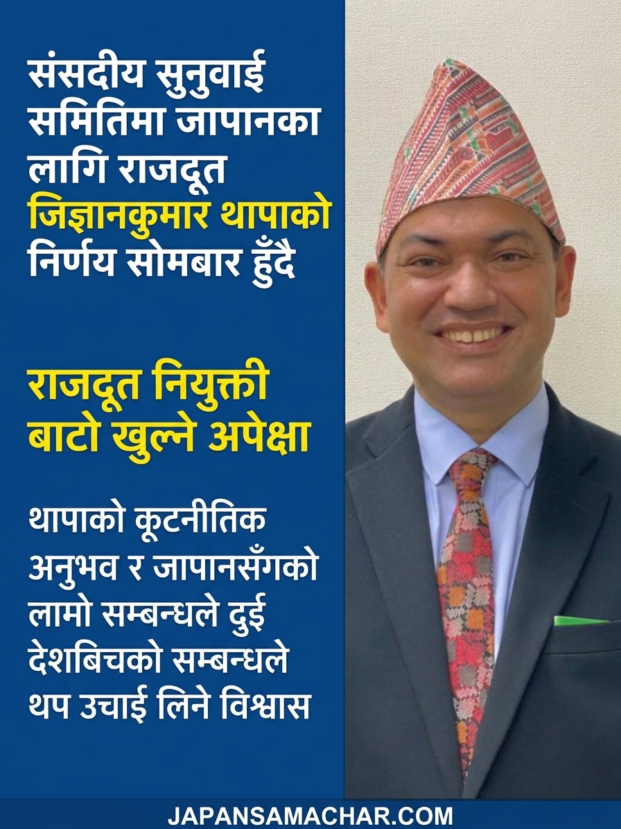 जापानका लागि प्रस्तावित राजदूत जिज्ञानकुमार थापाको संसदीय सुनुवाइ सोमबार, नियुक्तिको बाटो खुल्ने अपेक्षा
