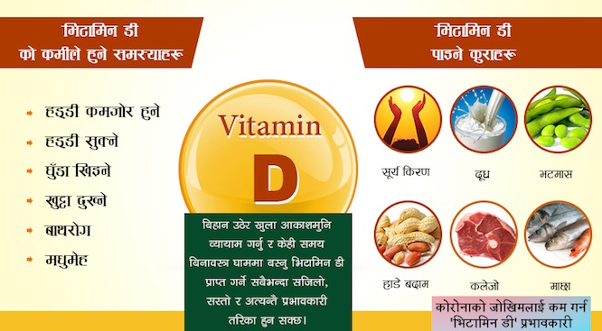 'भिटामिन डी' कोरोना 'जोखिम'बाट जोगाउने मुख्य अस्त्र