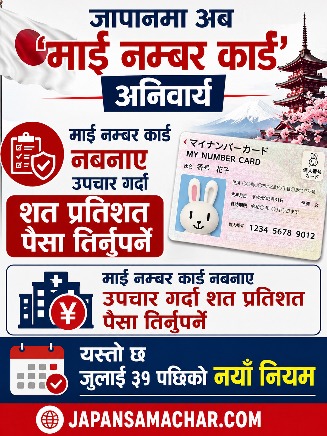 जापानमा स्वास्थ्य बीमा कार्डको नयाँ नियम : जुलाई ३१ पछि माई नम्वर कार्ड अनिवार्य