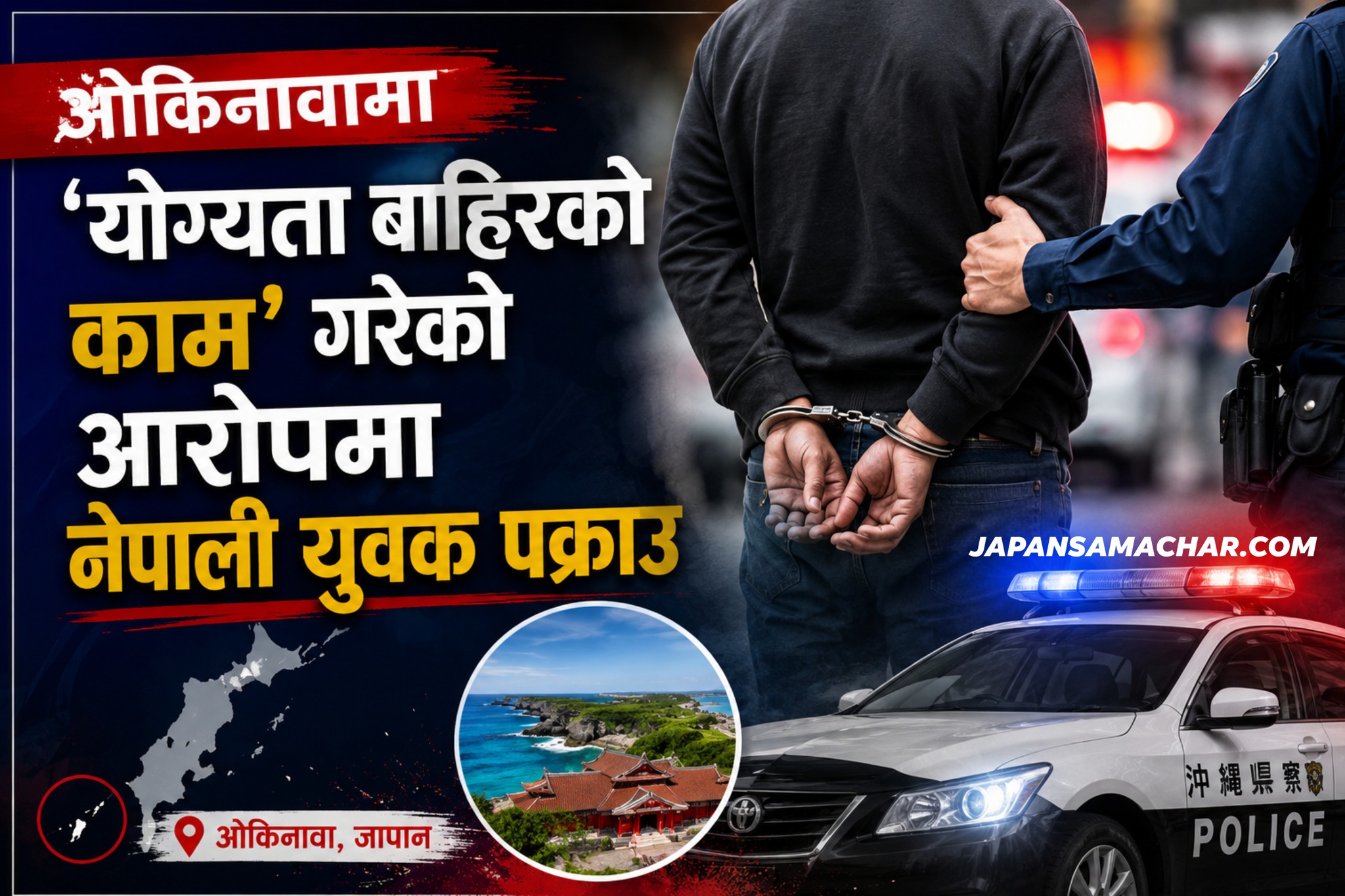 ओकिनावामा नियम बिपरित काम गरेको आरोपमा नेपाली विद्यार्थी पक्राउ