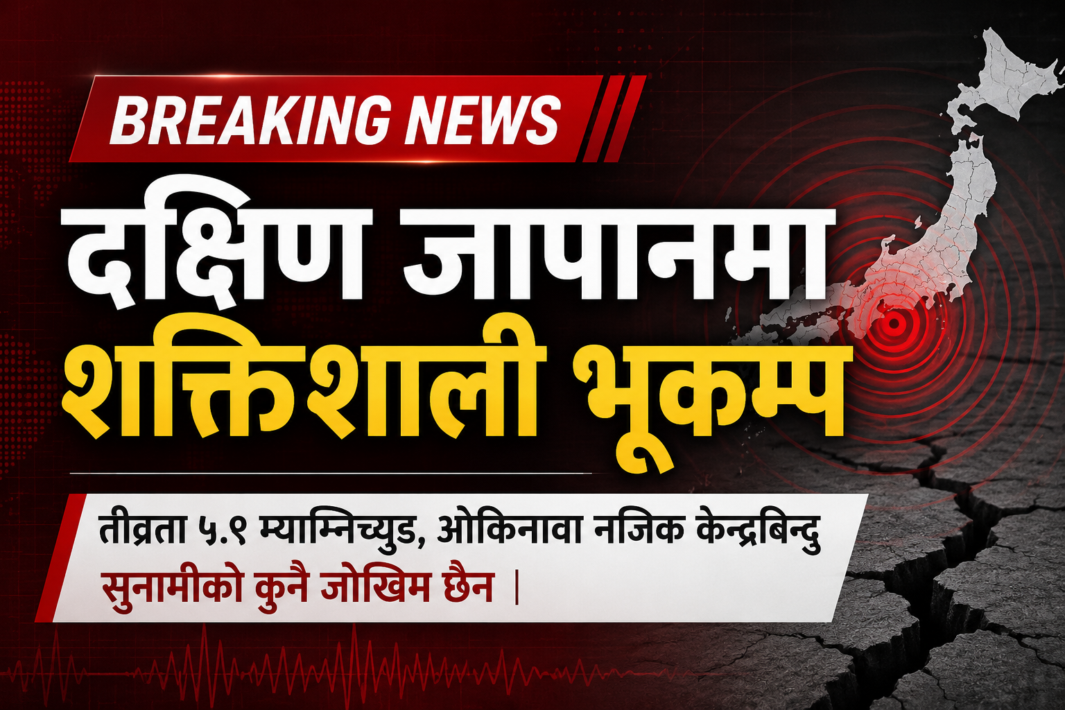 दक्षिण जापानमा शक्तिशाली भूकम्प, ओकिनावा क्षेत्रमा ठूलो धक्का महसुस