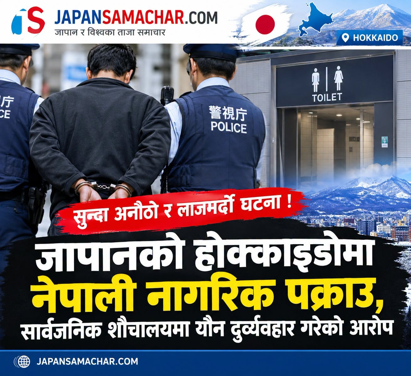 जापानमा नेपाली नागरिक पक्राउ, सार्वजनिक शौचालयमा सुन्दा अनौठो र लाजमर्दो आरोप