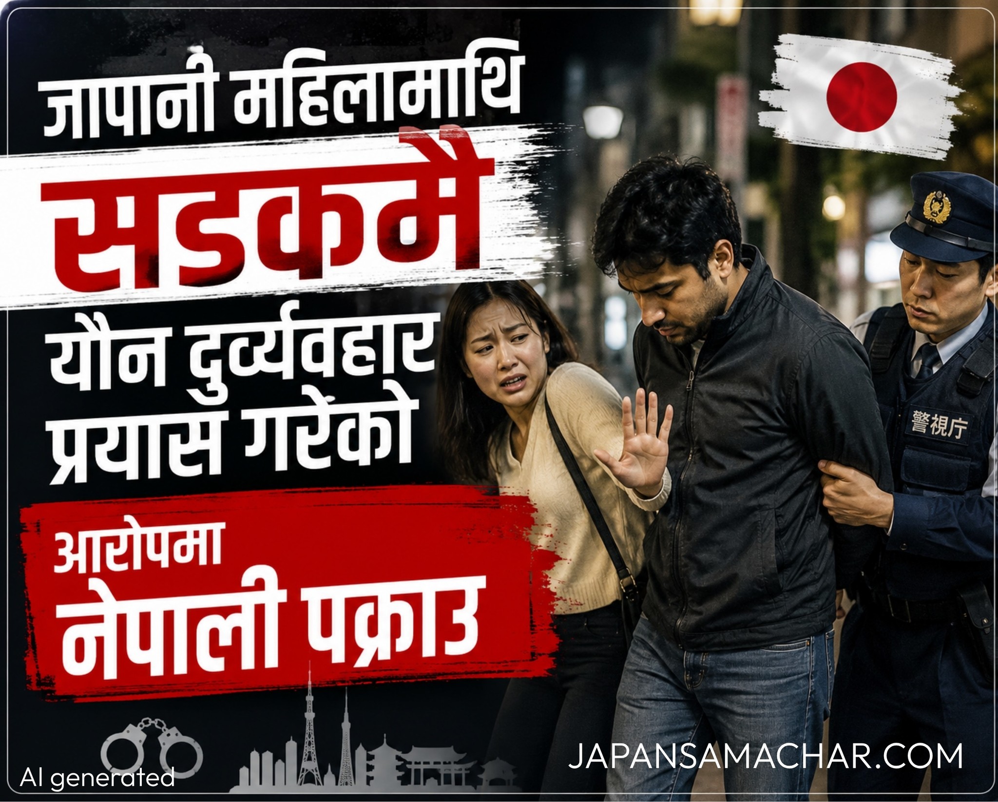 जापानी महिलामाथि सडकमै यौन दुर्व्यवहार प्रयास गरेको आरोपमा नेपाली पक्राउ