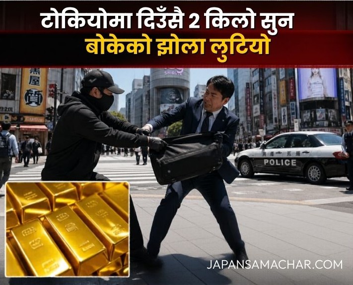 टोकियोमा दिउँसै २ किलो सुन बोकेको झोला लुटियो