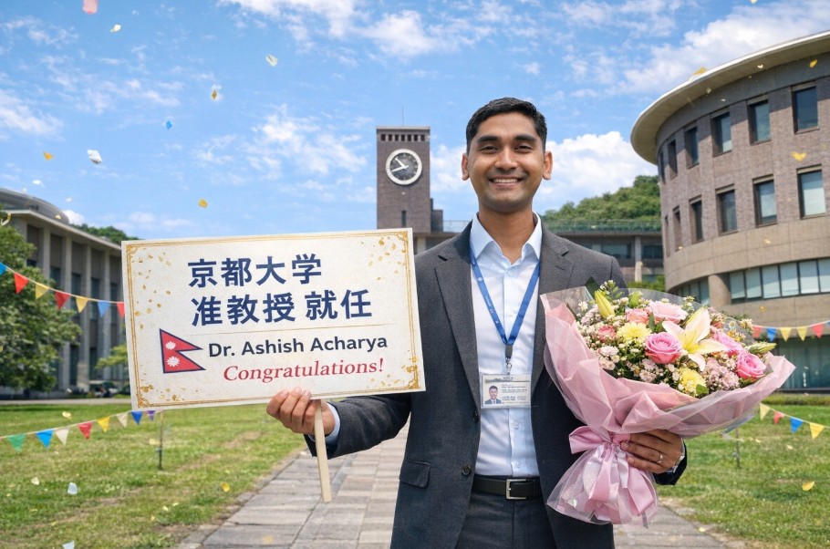 डा. आशीष आचार्य जापानको प्रतिष्ठित क्योटो विश्वविद्यालयमा ‘सह–प्राध्यापक नियुक्त