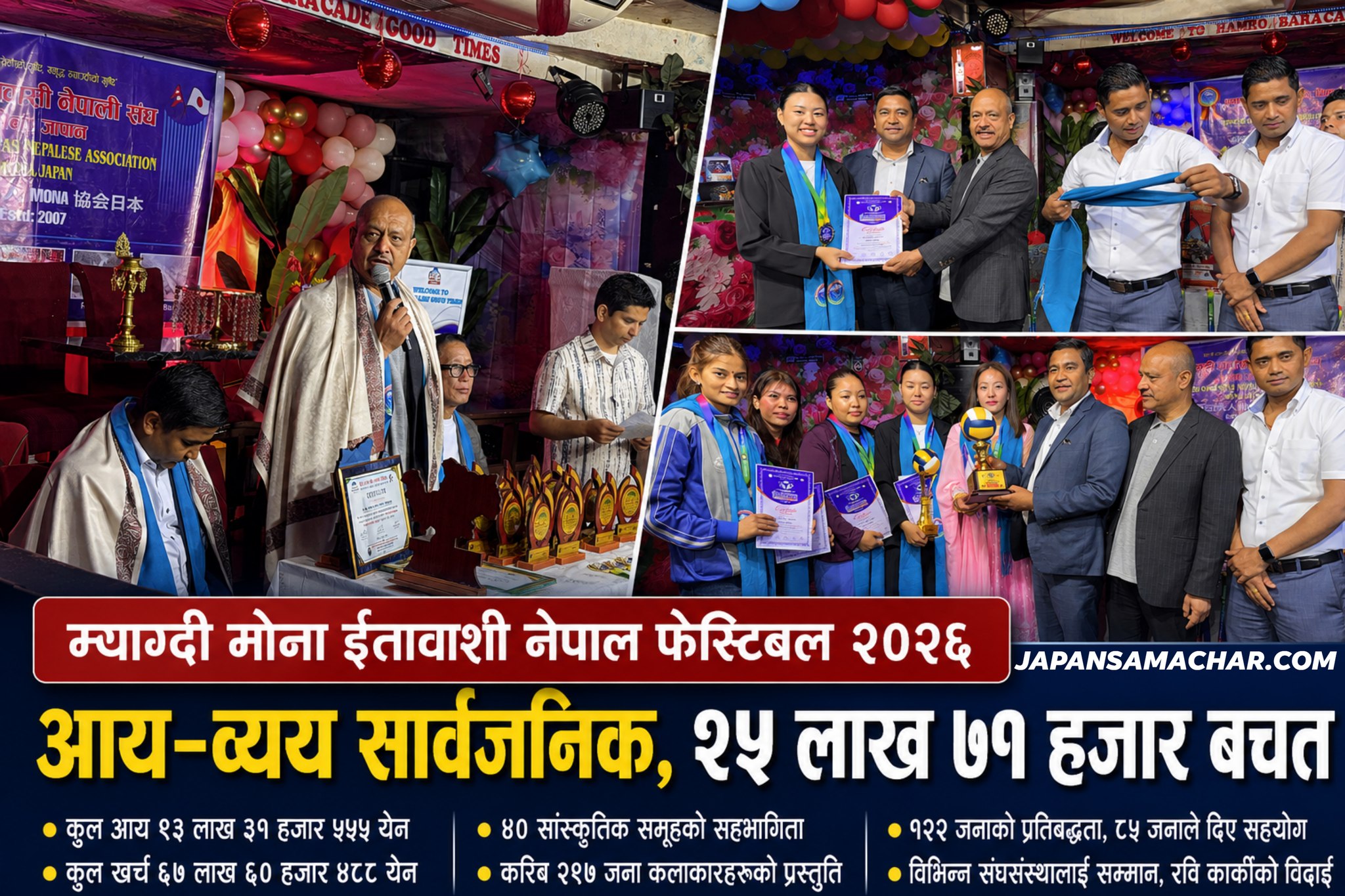 मोना नेपाल फेस्टिबलबाट २५ लाख बढी बचत, सहयोगी दाता तथा कलाकारहरु सम्मानित